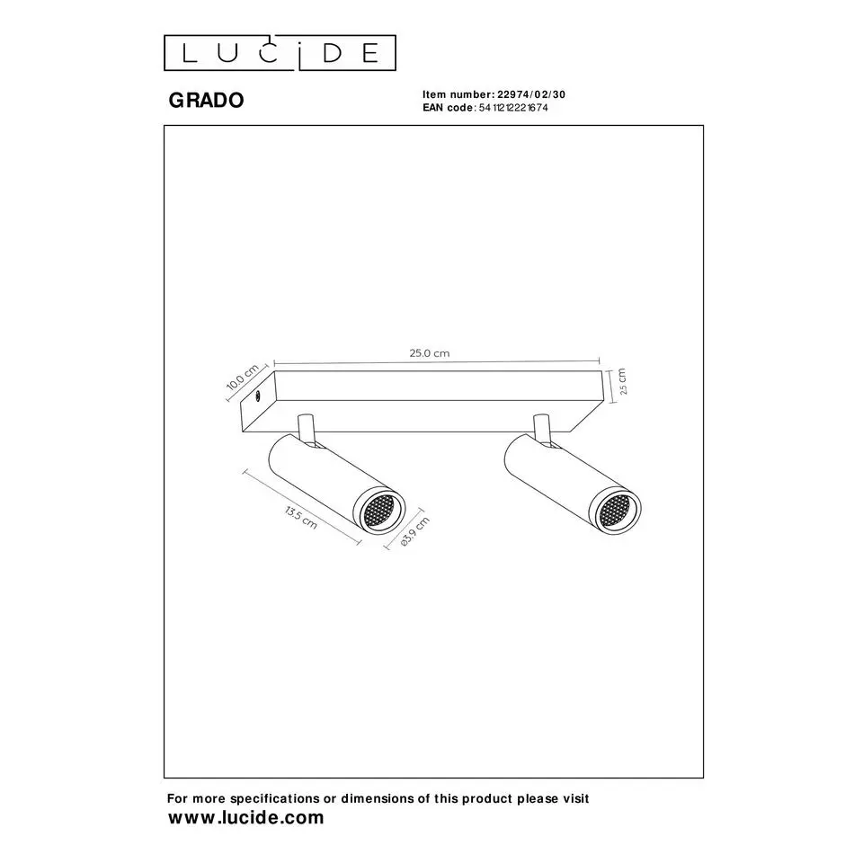 Lucide GRADO Plafondspot - Zwart