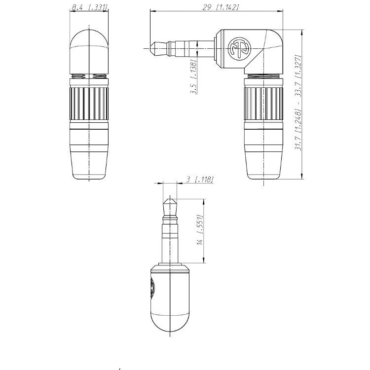 Neutrik NTP3RC jack 3,5mm stereo male kabeldeel
