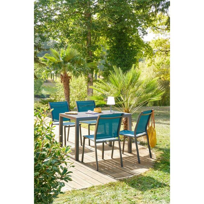 Chaise de jardin empilable ESSENTIA Bleu canard & Graphite