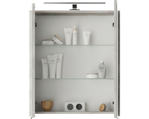 Pelipal Xpressline 4035 spiegelkast, 60 x 14,5 x 70,3 cm, grijs, 2-deurs, LED, IP44