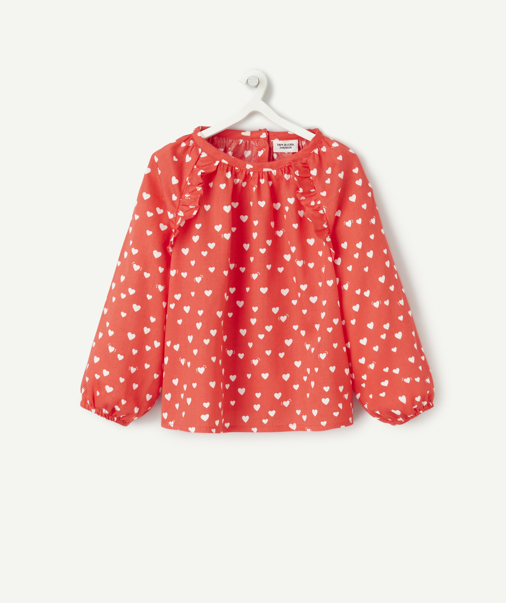 BLOUSE BÉBÉ FILLE ROUGE AVEC DÉTAILS VOLANTÉS ET IMPRIMÉ COEUR