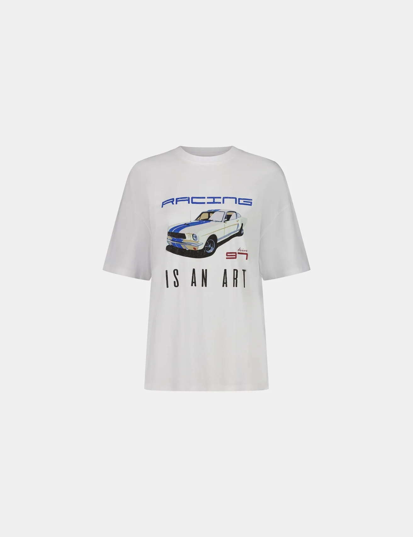T-shirt oversize à motif et message blanc