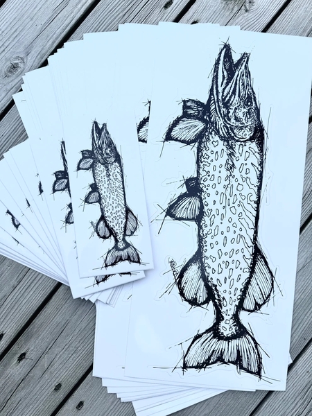 Autocollant Pêche Brochet XL EBH Arts (Convient pour Voitures/Bateaux)