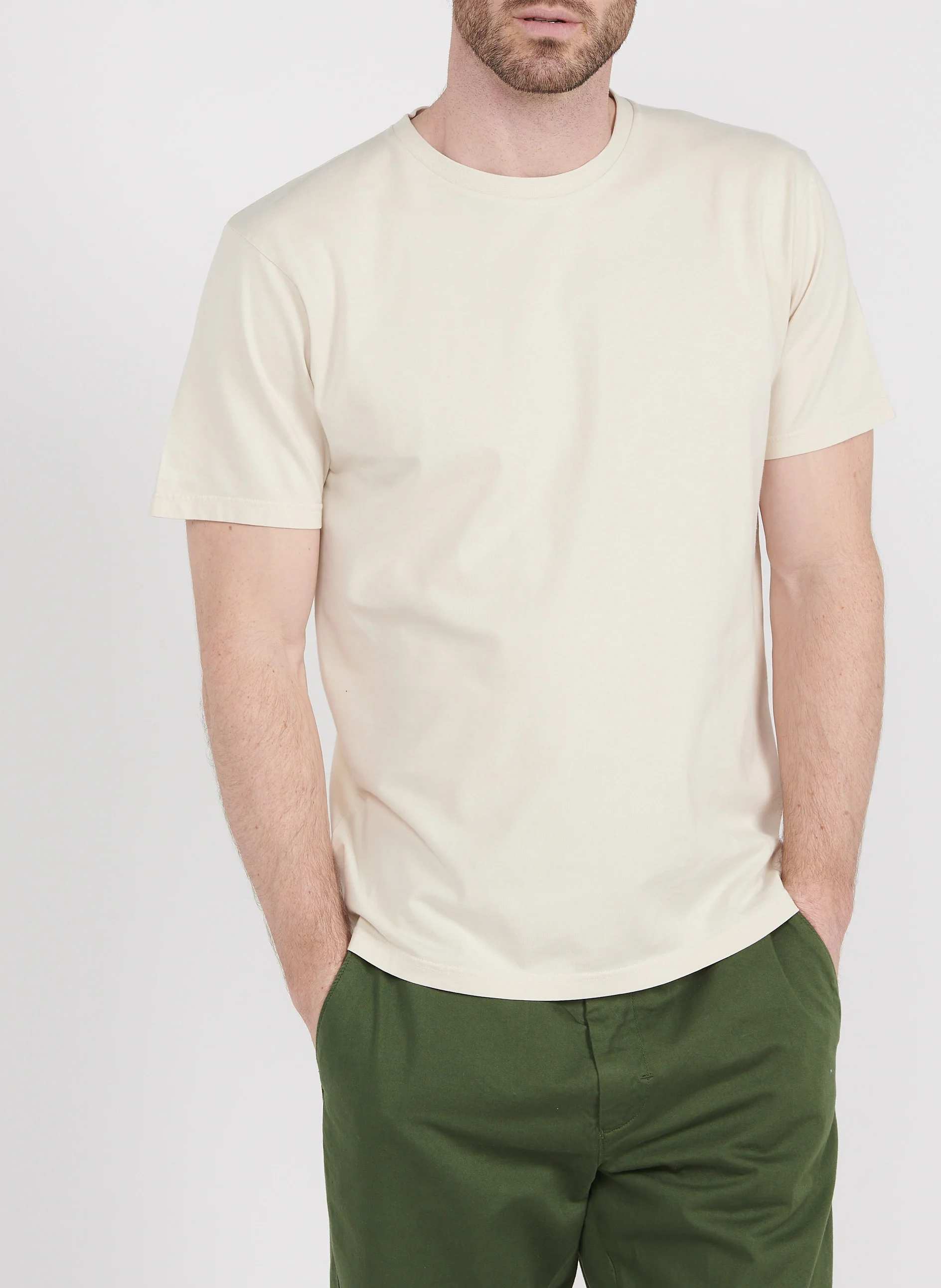 T-shirt col rond en coton biologique | Beige