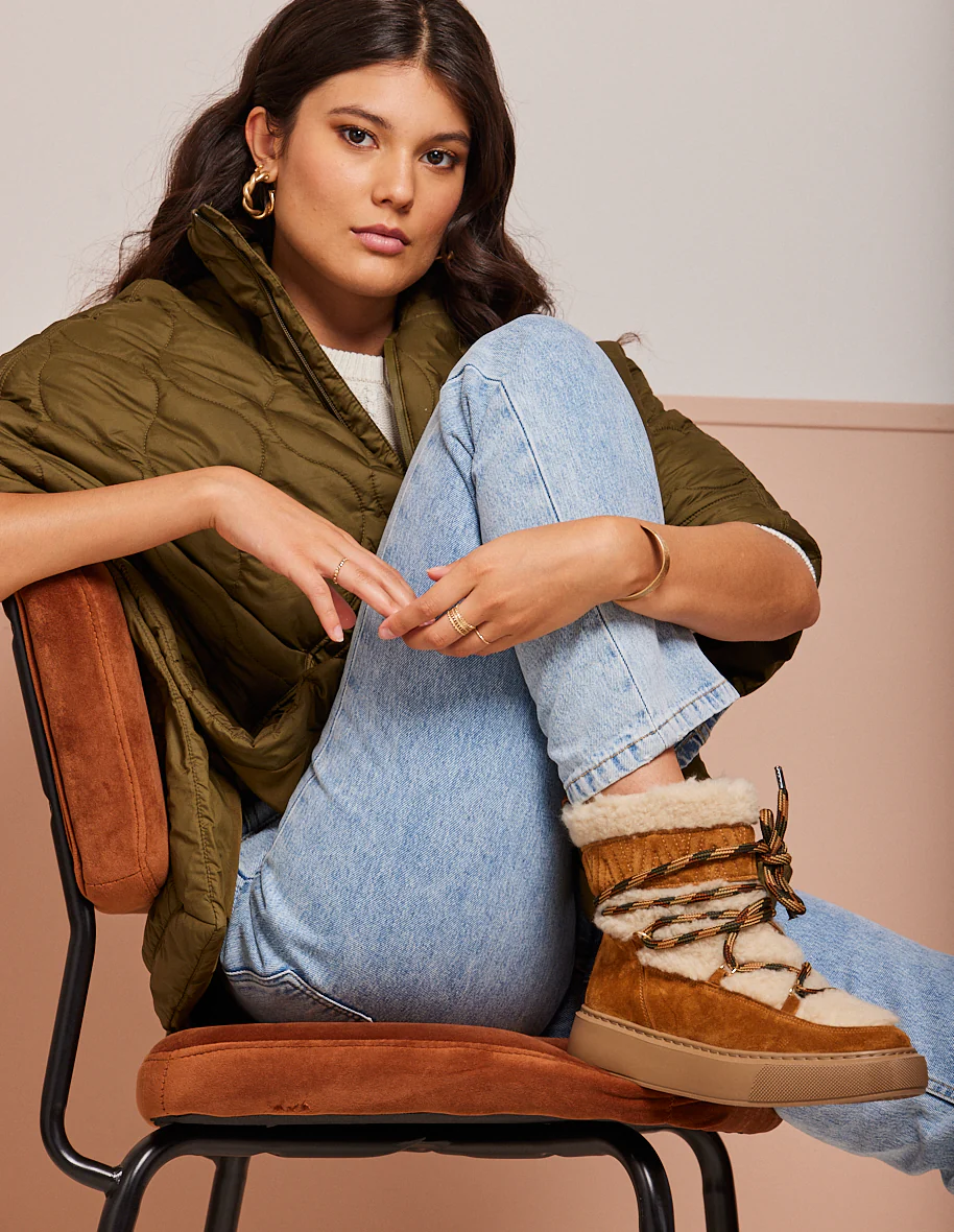 Bottes fourrées Sarah - Suède ambre