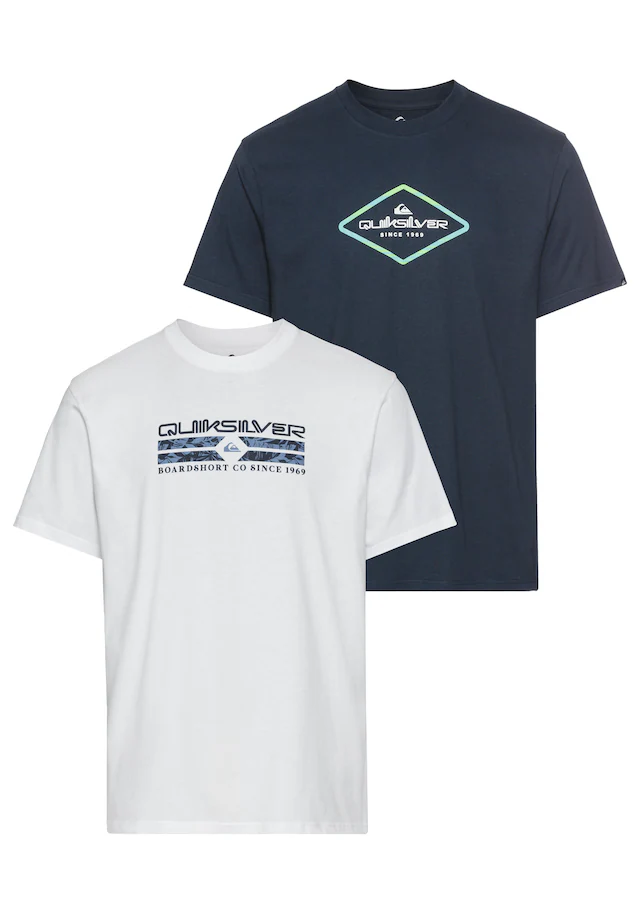 Quiksilver T-Shirt »NATUREMAD INSID QUA SHORT SLEEVE PACK YM«, 2 Stk. Doppelpack T-Shirt mit Print, 2 Stück