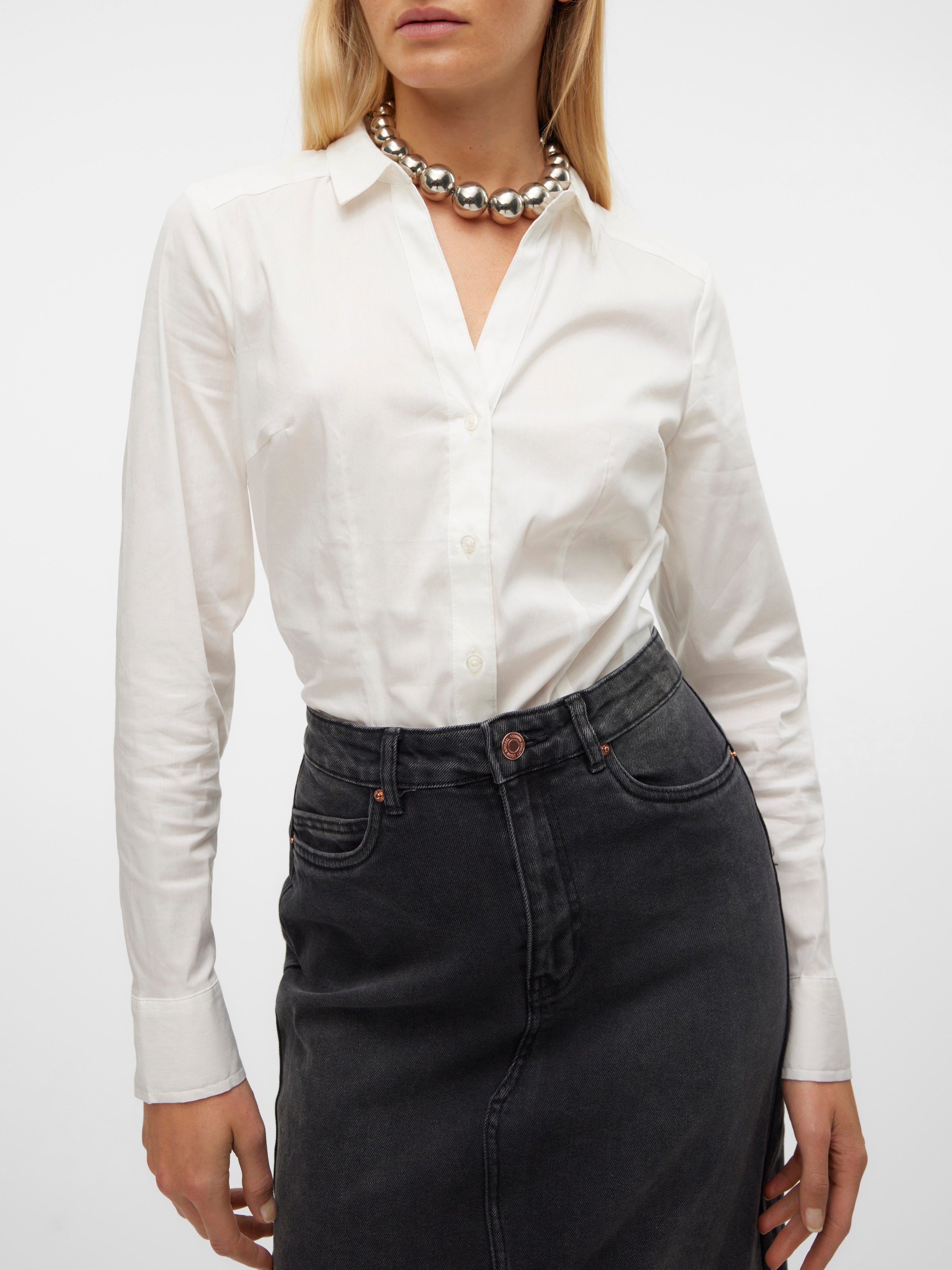 Vero Moda Blusenbody »VMLADY L/S G-STRING SHIRT WVN NEW NOOS«