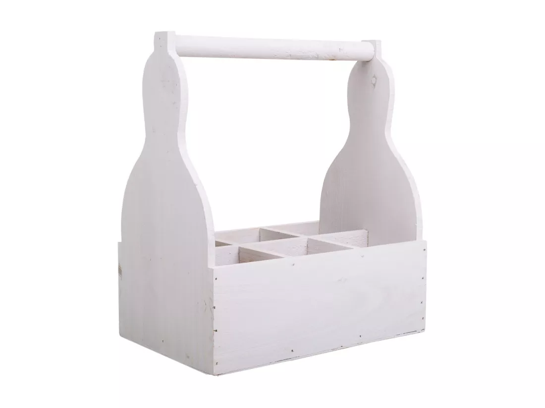 Panier porte-fleurs en bois blanc 26x17,5x10/30h