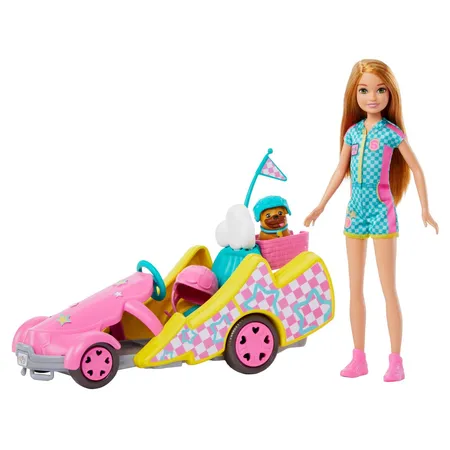 Barbie Stacie Rennfahrerin-Puppe mit Gokart-Spielzeugauto