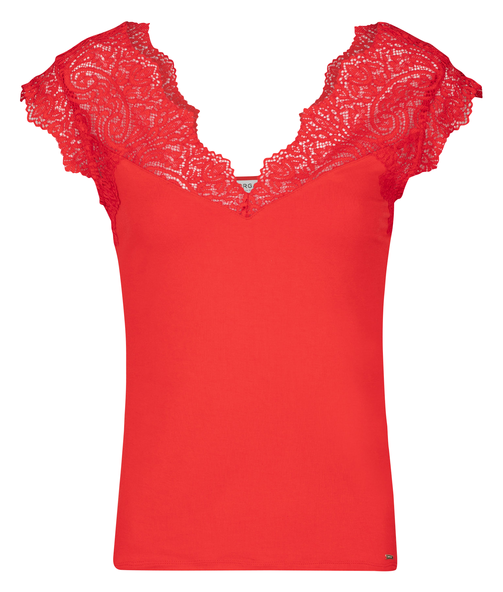 DENO - Top col V avec dentelle | Orange