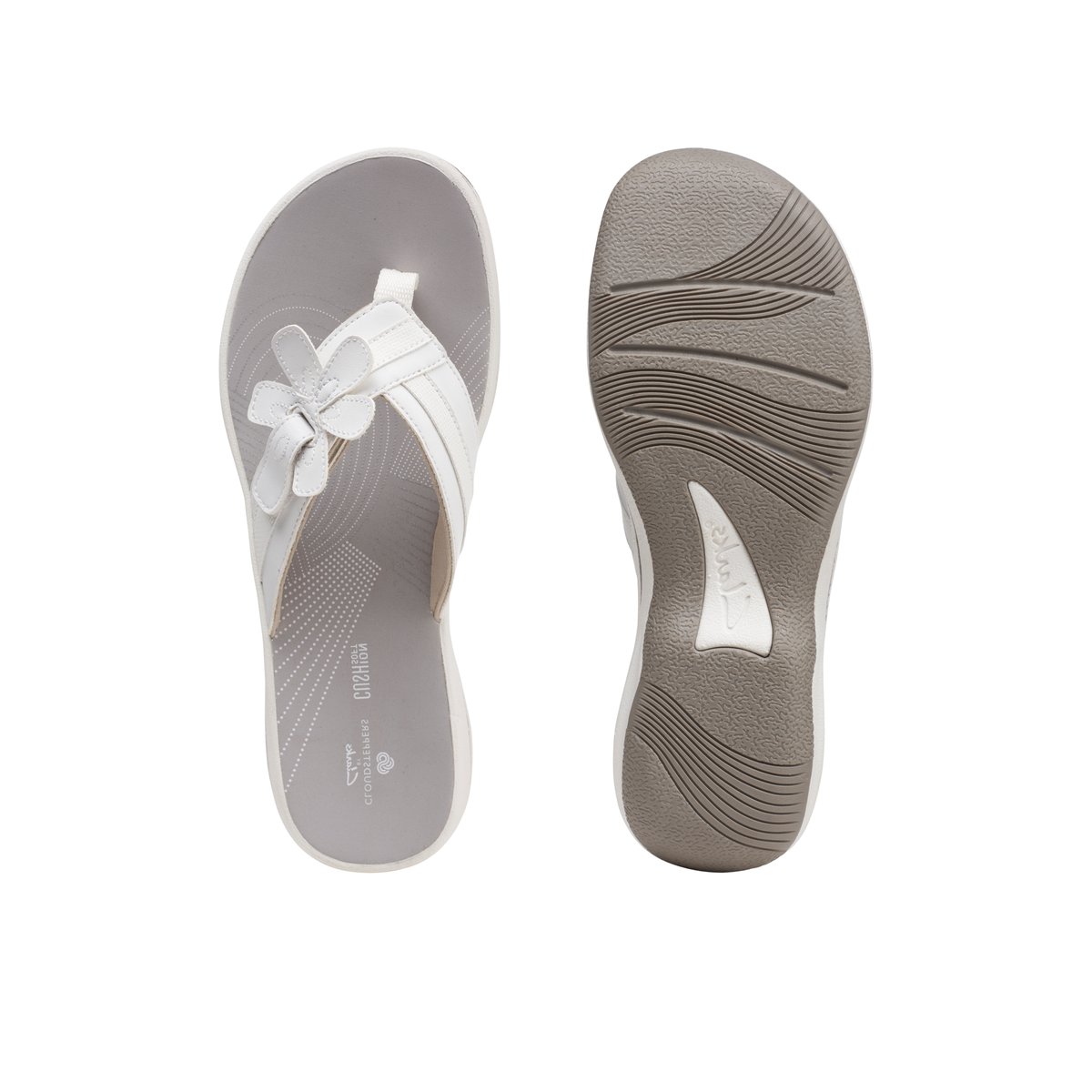 CLARKS-Brinkleyflor-Tongs sandales à talon plat - Talon plat - Blanc
