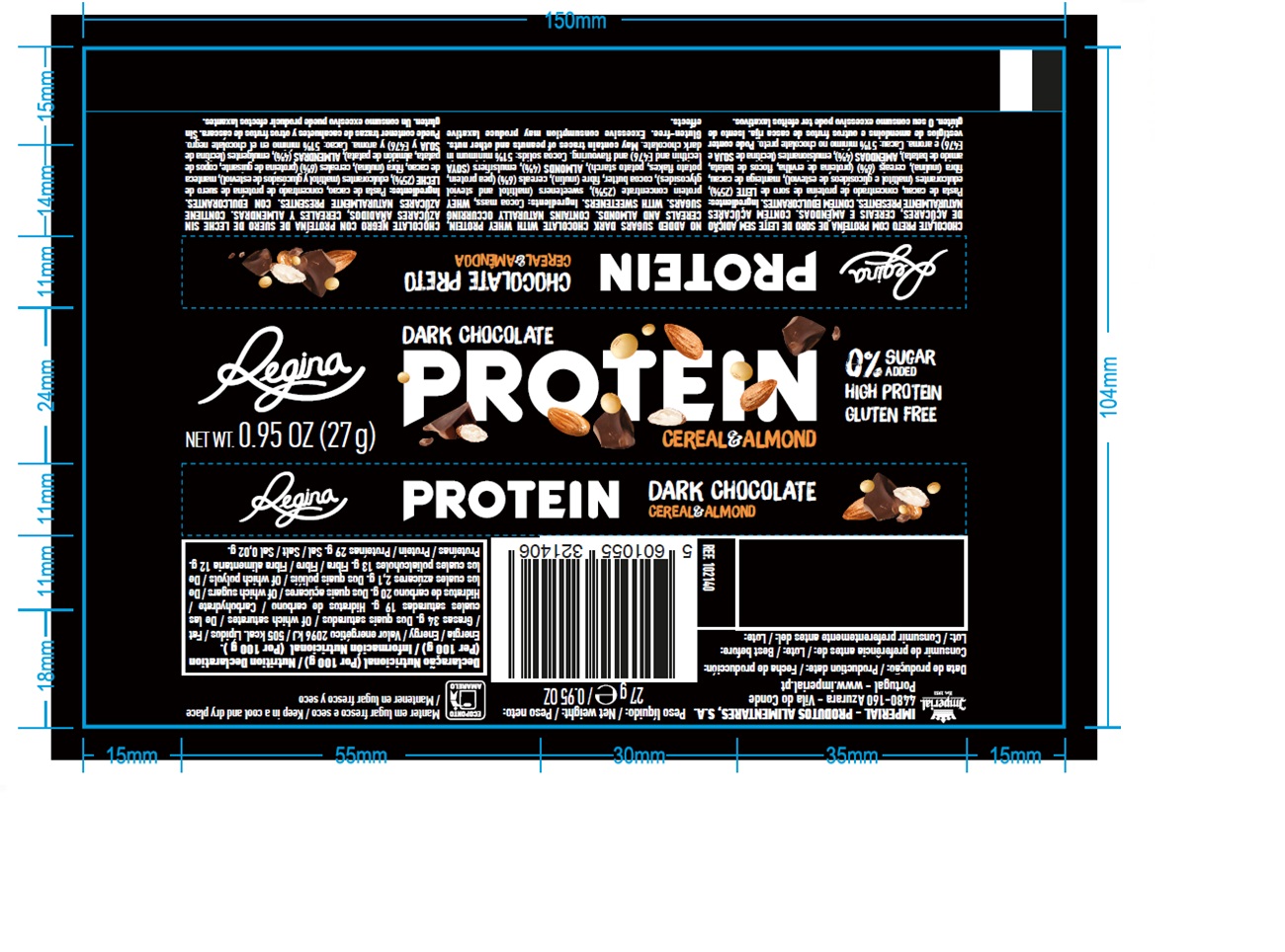 CHOCOLATE REGINA PRETO PROTEIN COM CEREAIS AMÊNDOAS 27G