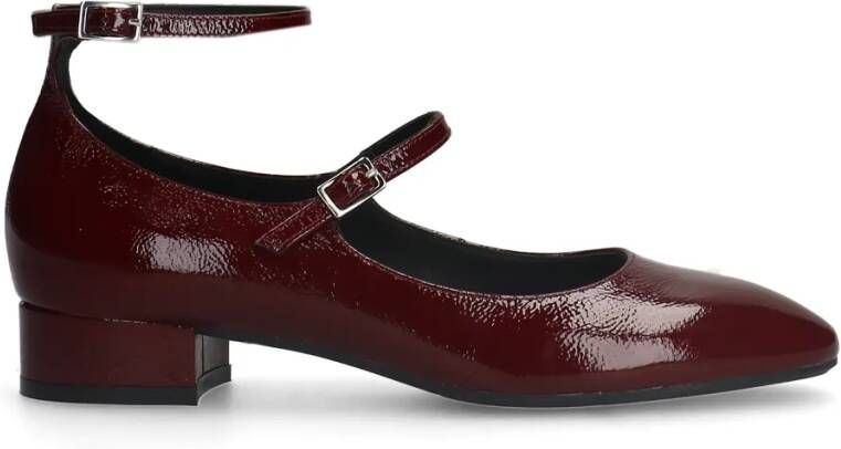 Manfield Dames Bordeaux rode lak leren Mary Jane pumps