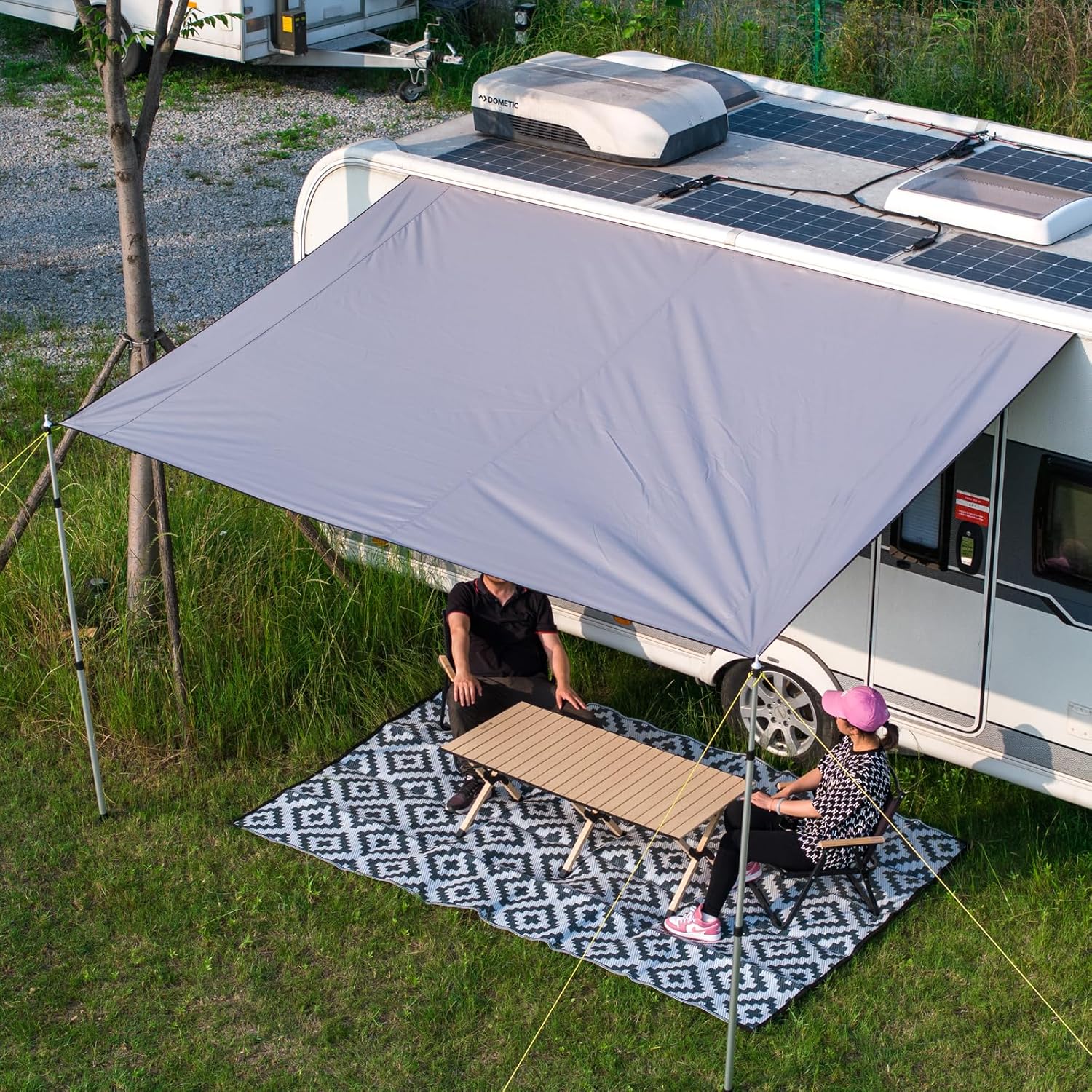 Dulepax vorzelt Wohnwagen Sonnensegel Markise mit keder，Auto Camping markisen, 3000mm Wasserdicht und UV-beständig, geeignet für SUVs, Vans und Wohnmobilen,4Mx2.45M