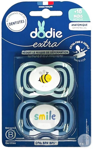 Dodie Sucettes +18 Mois Duo Jour Extra Smile Bleue F5 2 Pièces