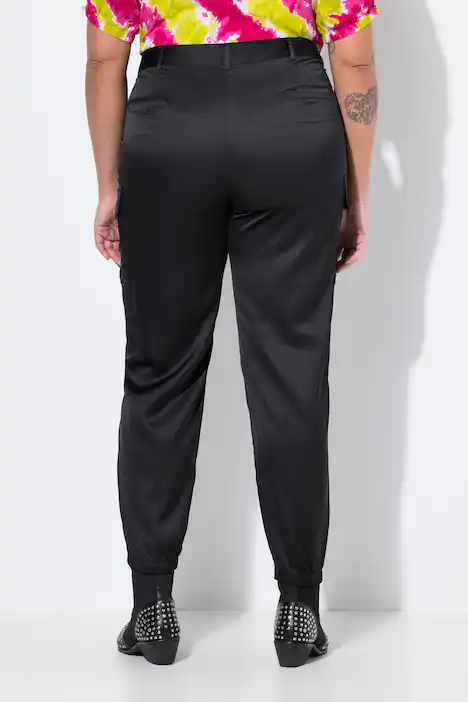 Cargohose, Satin, 6 Taschen, schwarz