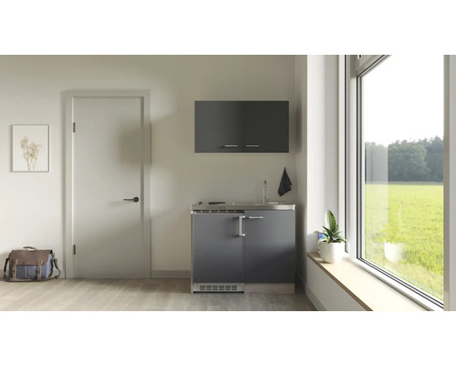 Flex Well Tiago 100 cm mini-keuken met apparatuur, basaltgrijs mat, gedemonteerd, omkeerbare versie 00012464