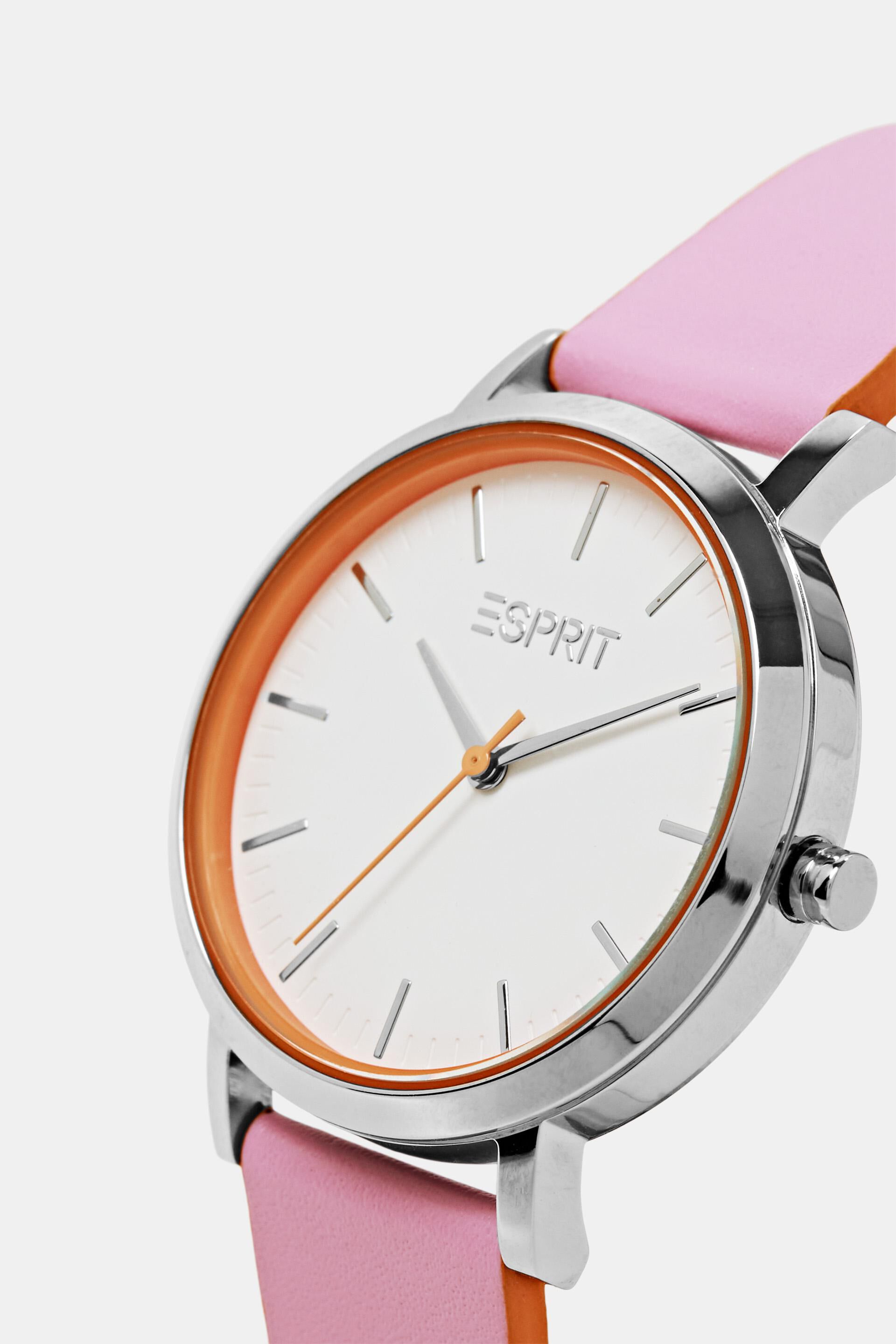 Montre-bracelet en acier inoxydable à bracelet en cuir