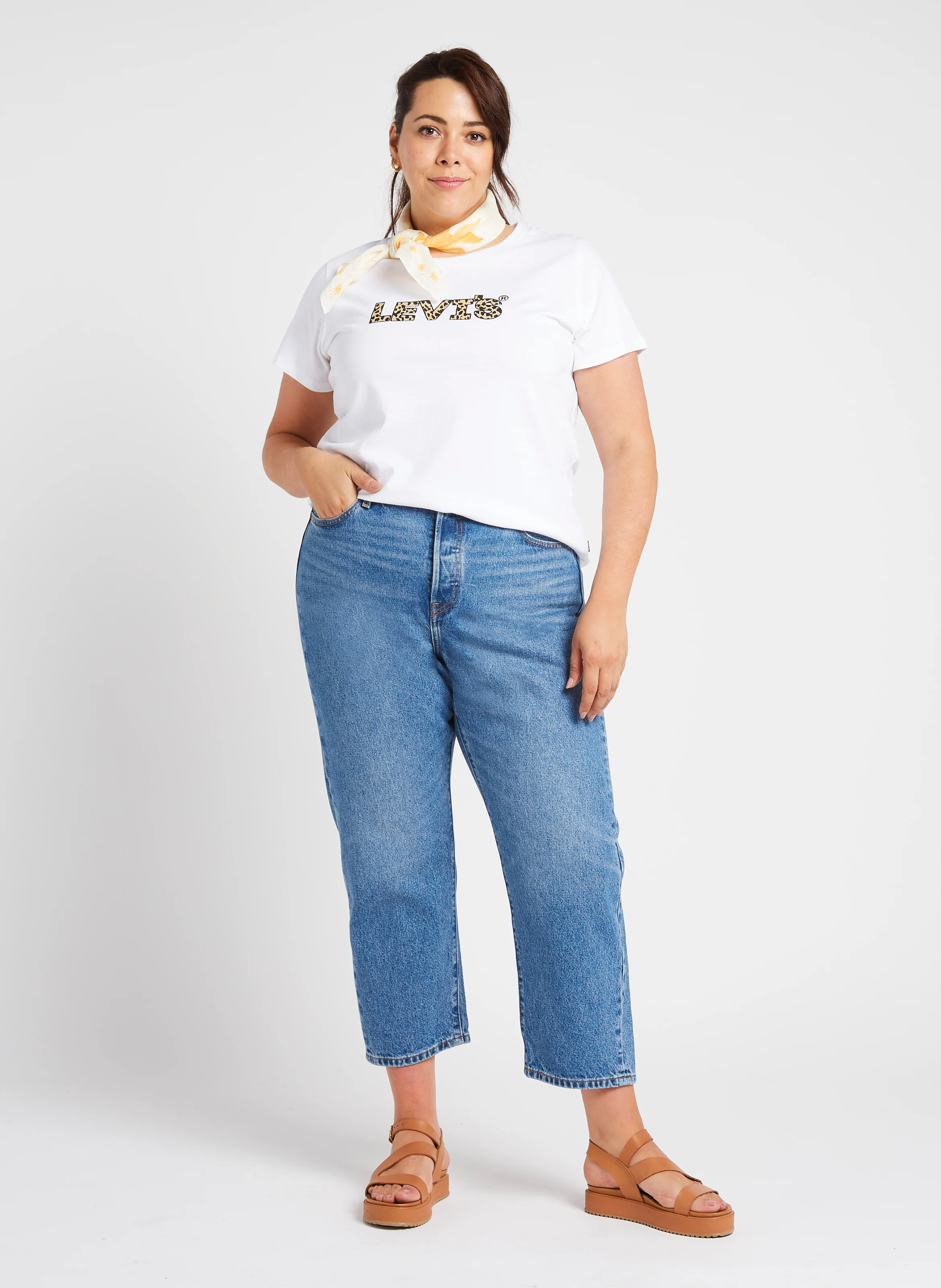 PL 501 CROP - Jean droit taille haute | Bleu