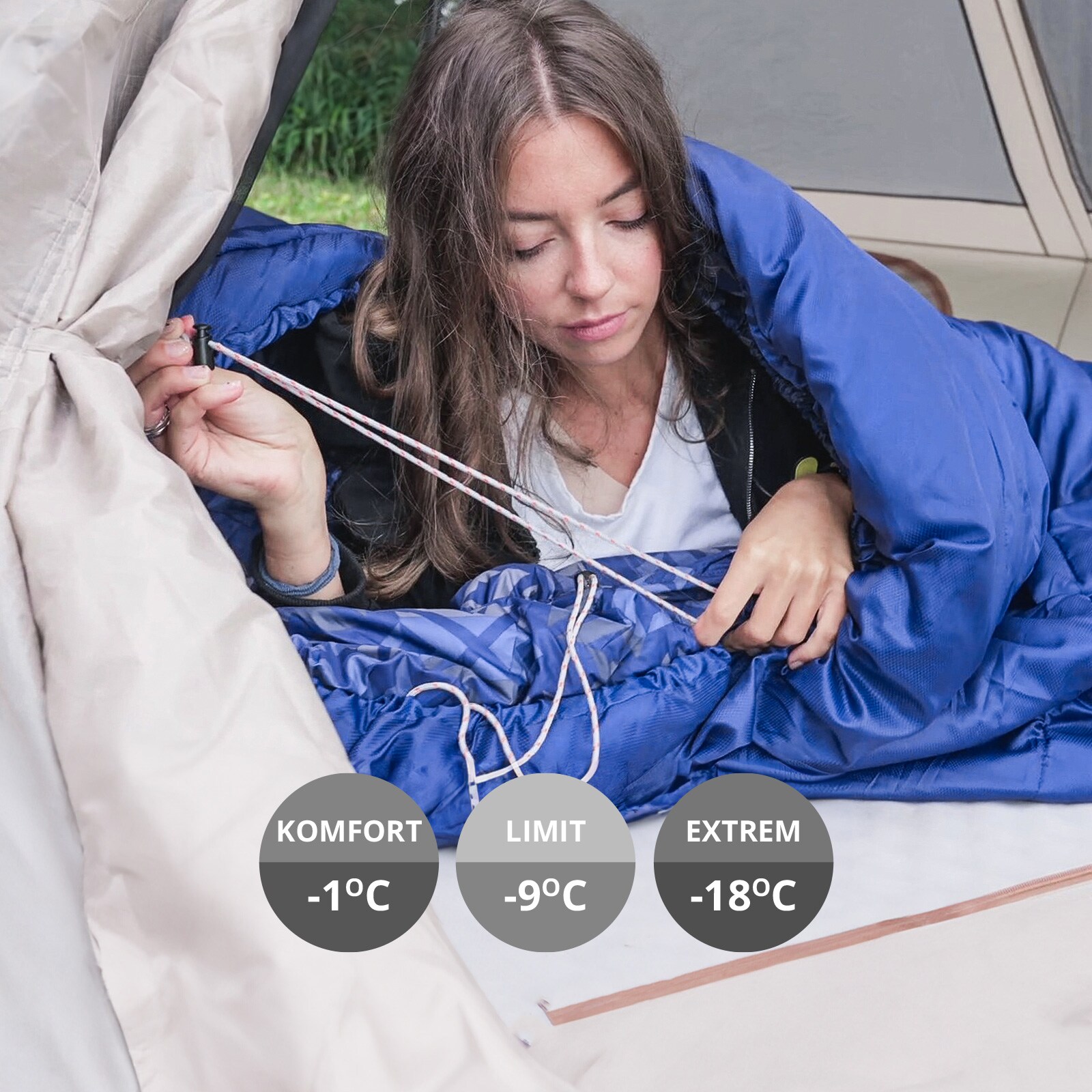 KINGCAMP Mumienschlafsack Superior 400XL 3 Jahreszeiten Schlafsack XL Lang -18°C Variante: R