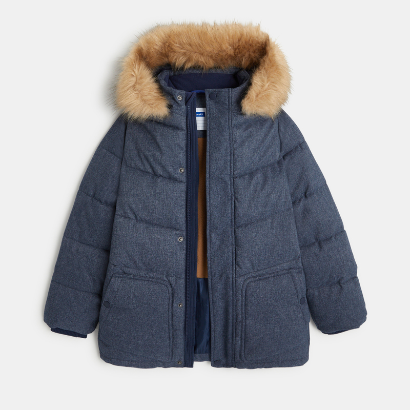 Doudoune déperlante à capuche bleu foncé Garçon