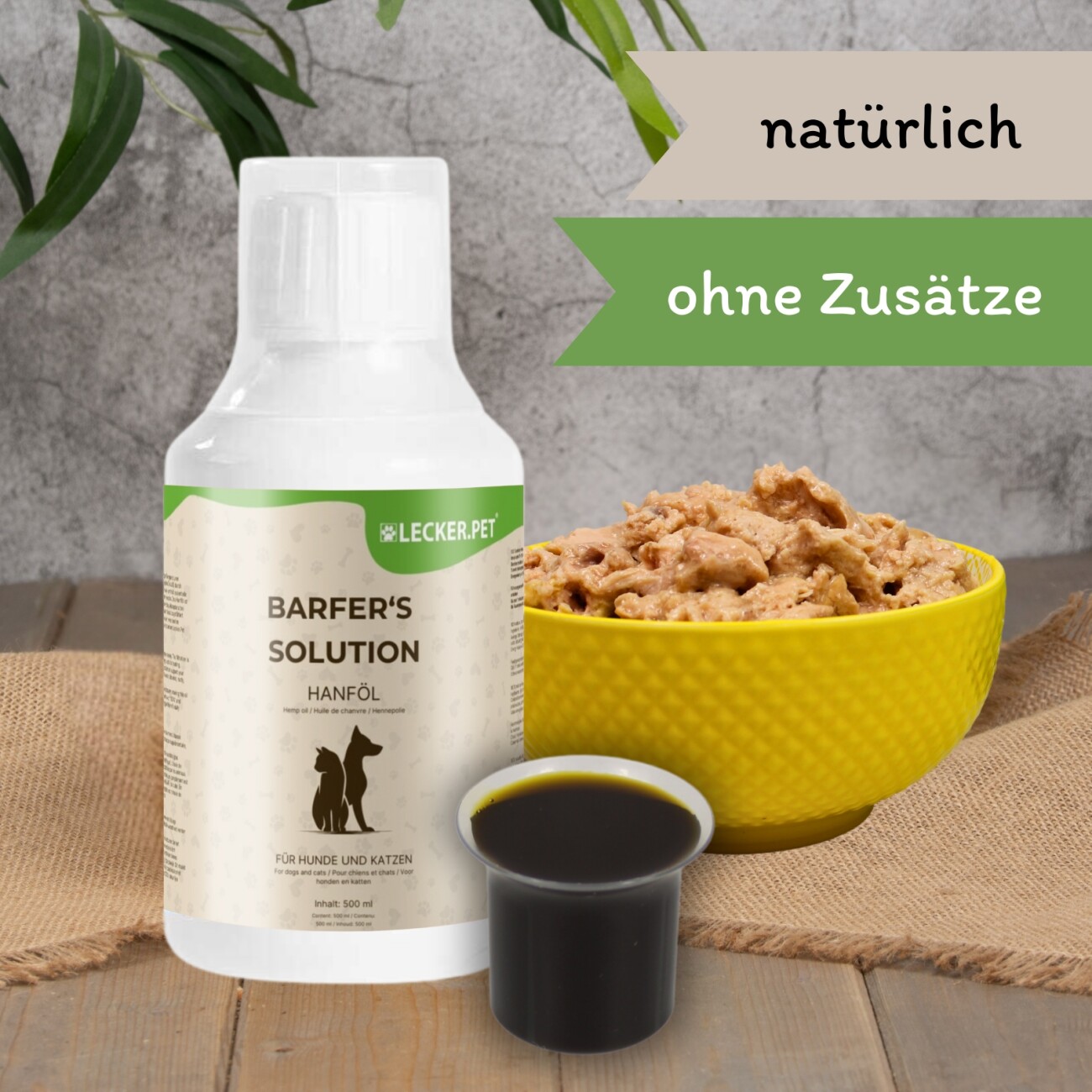 Lyra Pet Lecker.Pet Barfer's Solution 100 % Hanföl für Hunde & Katzen 500 ml