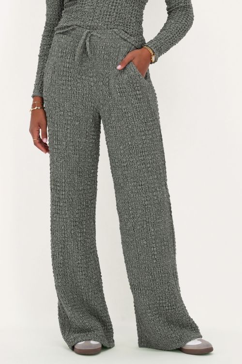 Groene wide leg broek met structuur