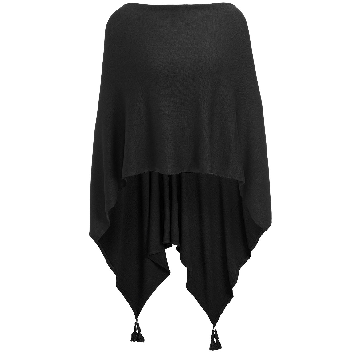 Gina Benotti Damen Poncho mit Tasseln schwarz