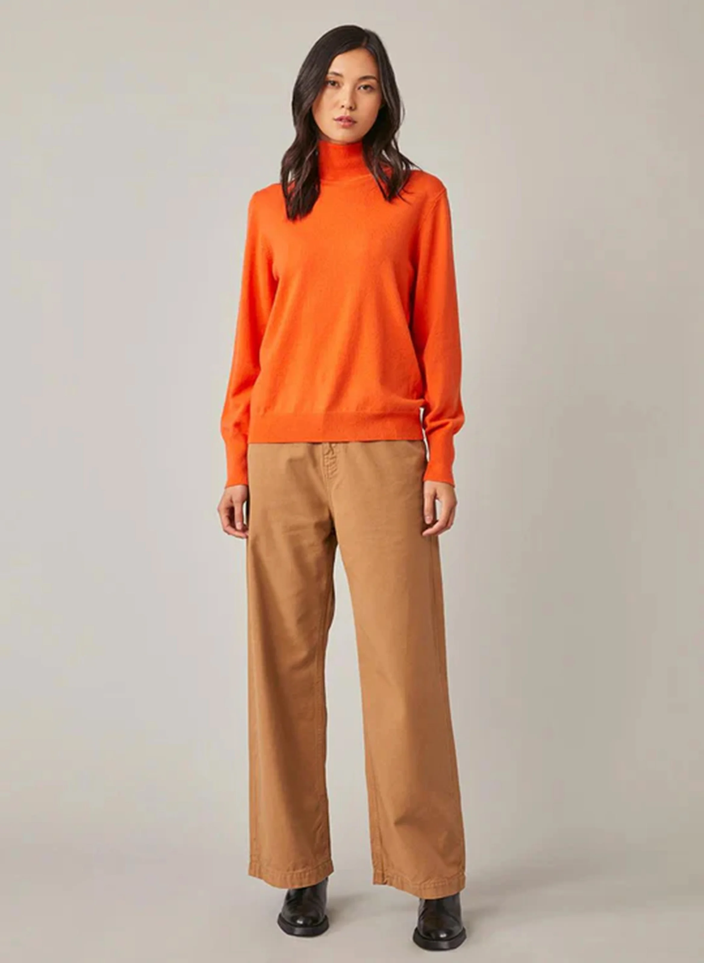 EMIGUEL - Pull ajusté col montant en laine | Orange