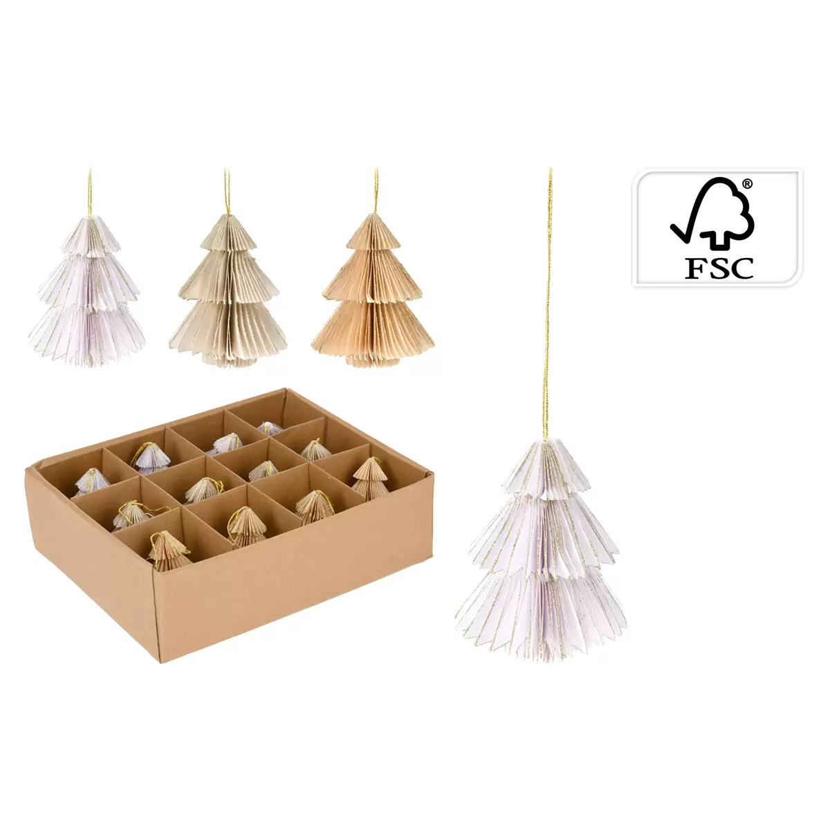 Baum-Hängedeko Tree-Hanging beige,weiss