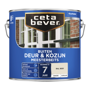 CetaBever Meesterbeits Deur & Kozijn zijdeglans dekkend RAL 9001 crème wit 2,5 liter