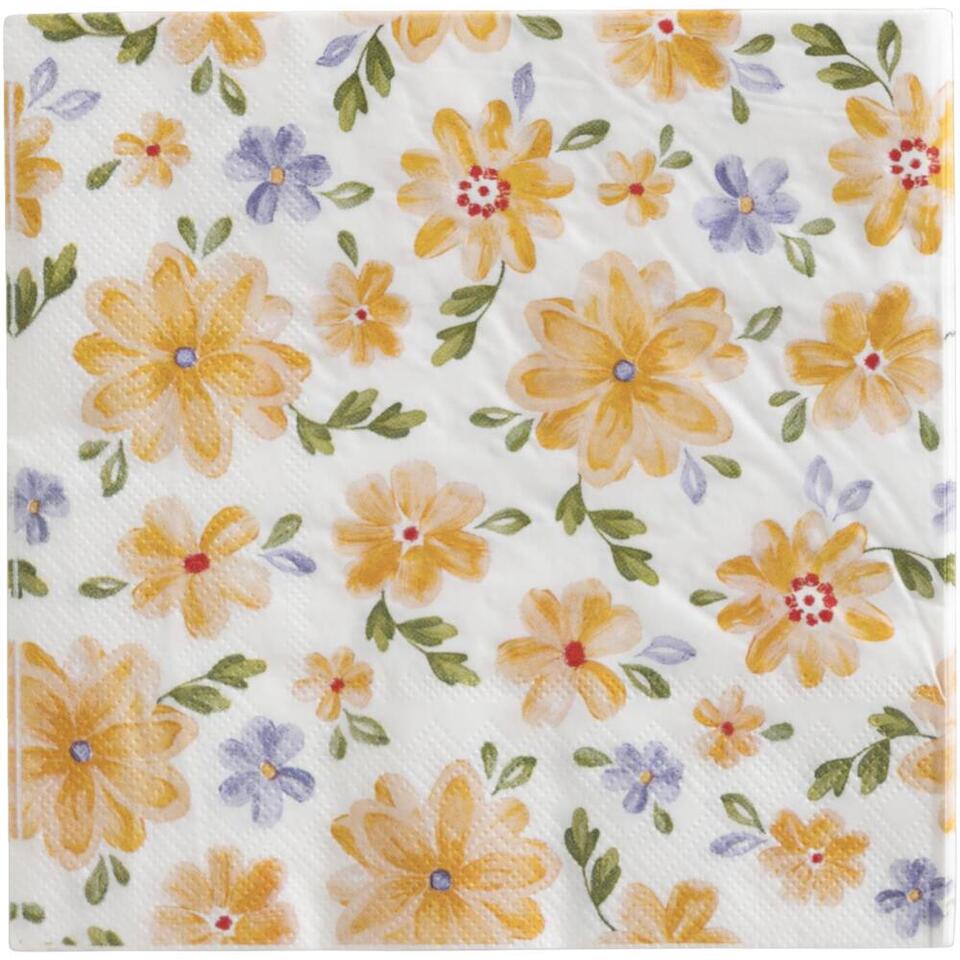 Servetten Flower 20 stuks - oranje - 33x33 cm