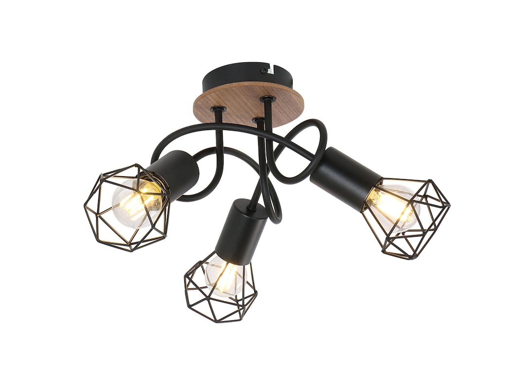 XARA I Deckenlampe schwarz 54802S-3DH, D/H: 38 x 21 cm, Metall, Holz