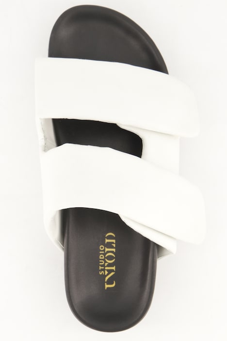 Leder-Pantolette, echtes Leder, breite Riemen, Weite H