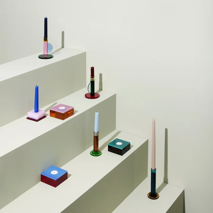 Hübsch Interior - Comet Kerzenständer, blau (2er-Set)