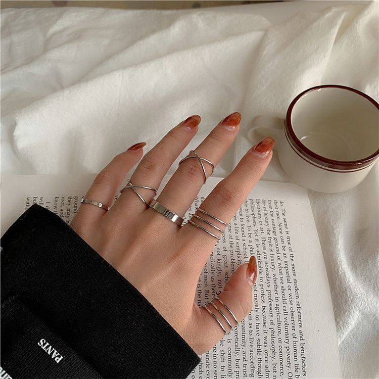 Rosesand - Set van 6: Legering ring (diverse ontwerpen)