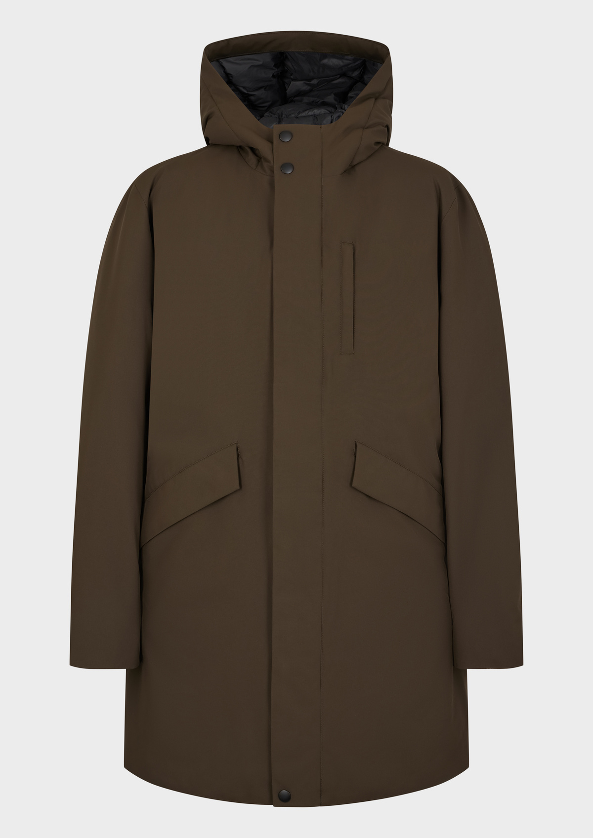 Parka unie kaki à capuche