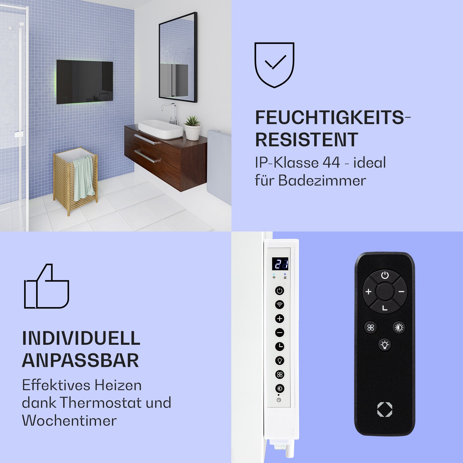 Mojave 750 smart 2-in-1 Heizgerät Infrarot Konvektor 85x60cm 750W RGB-Licht