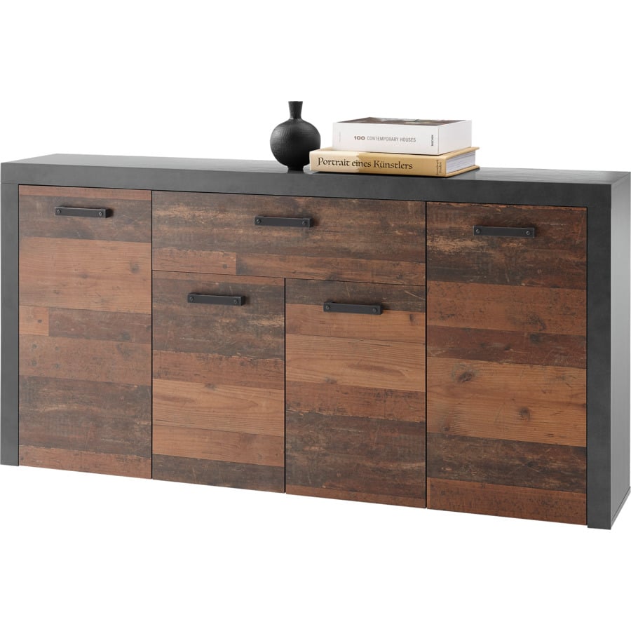 Kommode India 135 Dekor Old Wood Matera anthrazit 135 x 92 x 38 cm