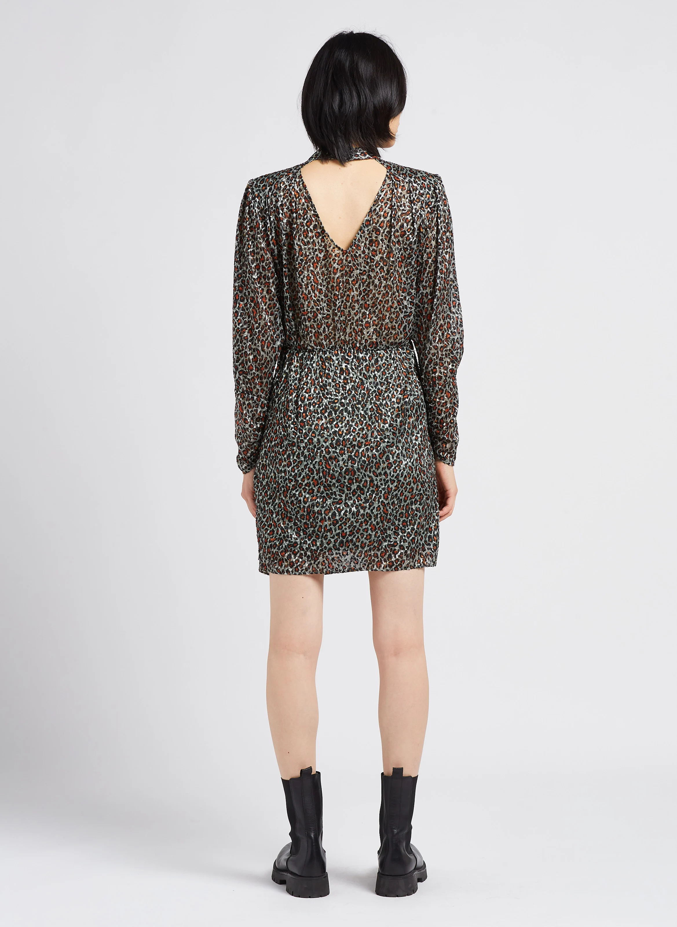 Robe col montant cintrée | Vert