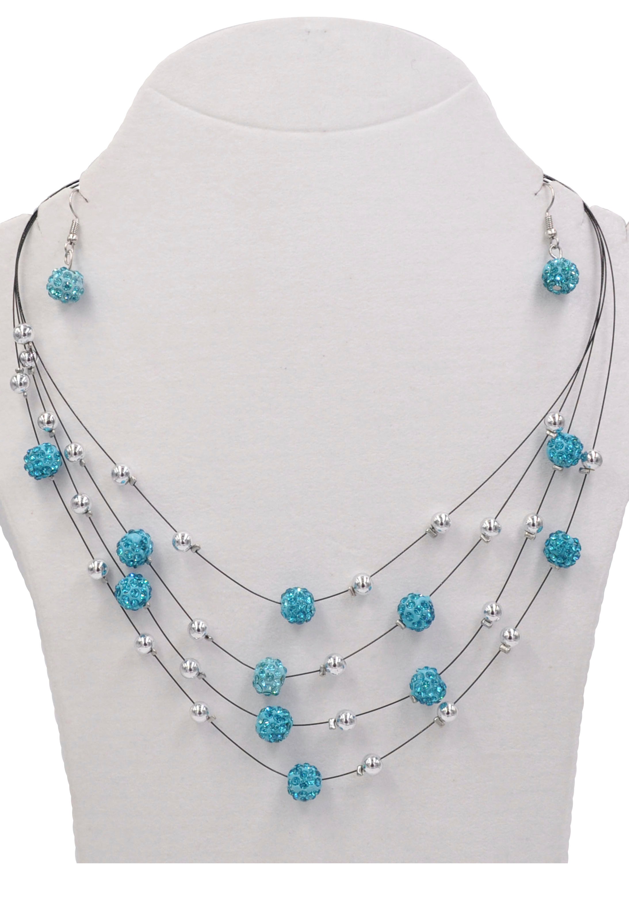 Firetti Ohrring und Ketten Set »Blue Crystal« (Set, 3 Stk. tlg.)  mit Glasstein
