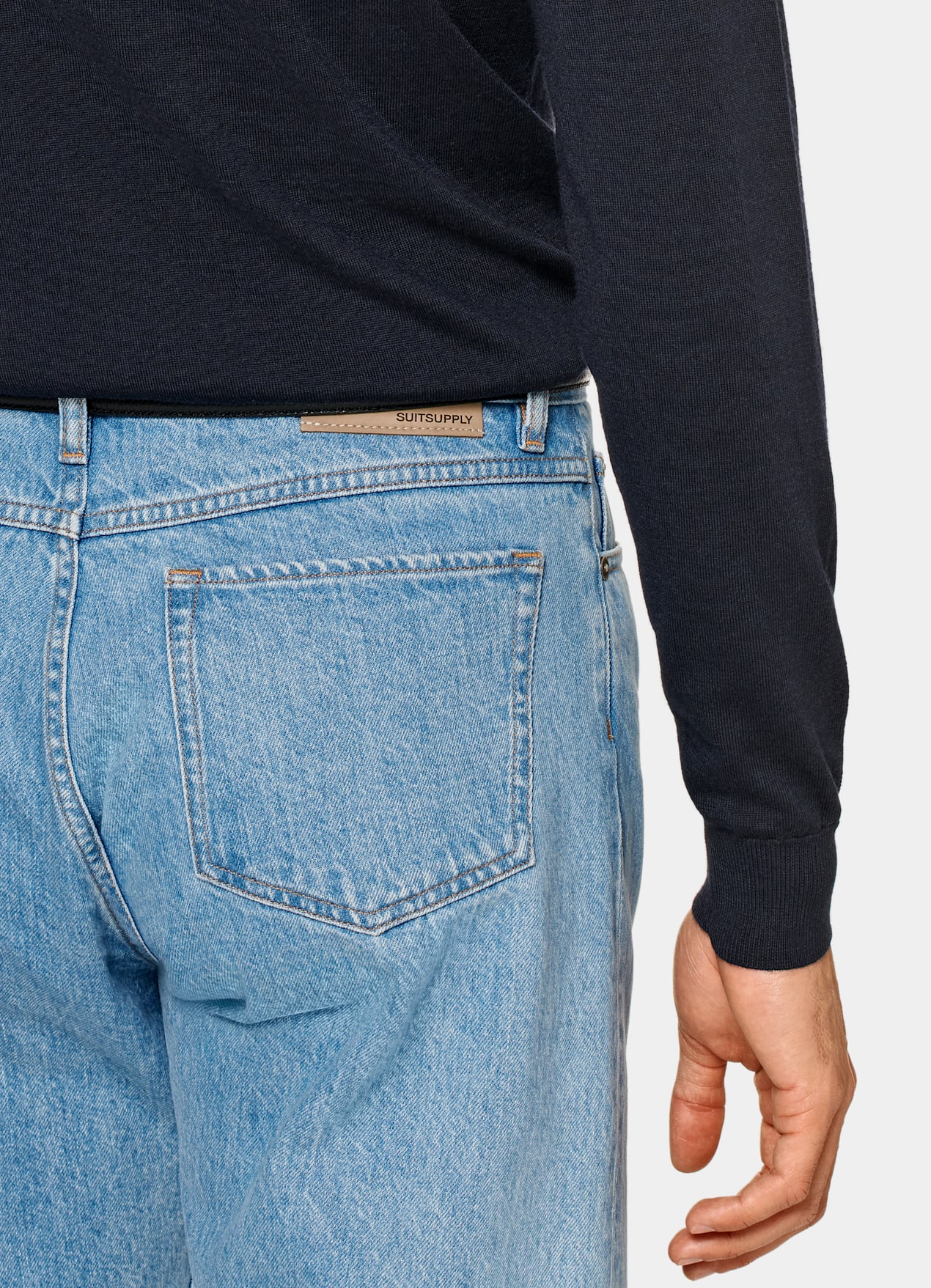 Pull col rond Merino bleu marine