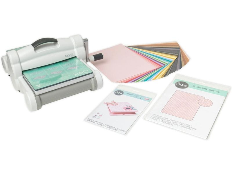 Sizzix Stanz- und Prägemaschine Big Shot PLUS Starter Kit 2 Starterkit inklusive Stanzformen und Prägefolder