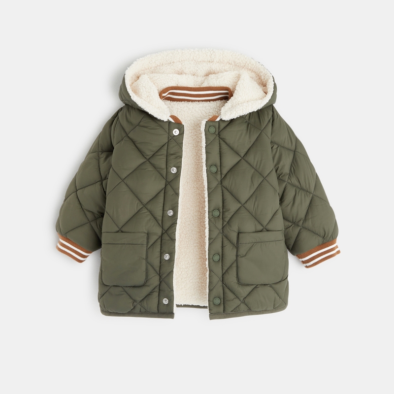 Manteau de ville réversible matelassée vert bébé garçon