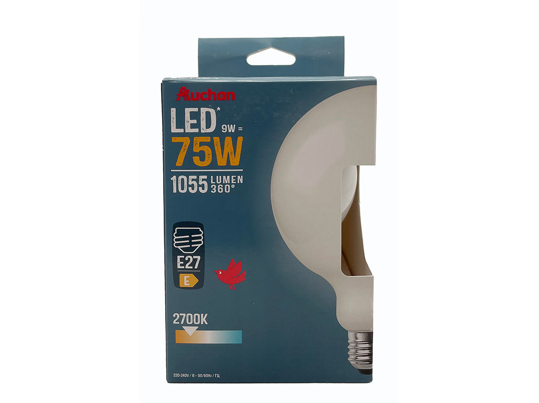 LÂMPADA LED AUCHAN E27 75W G95 LUZ AMARELA