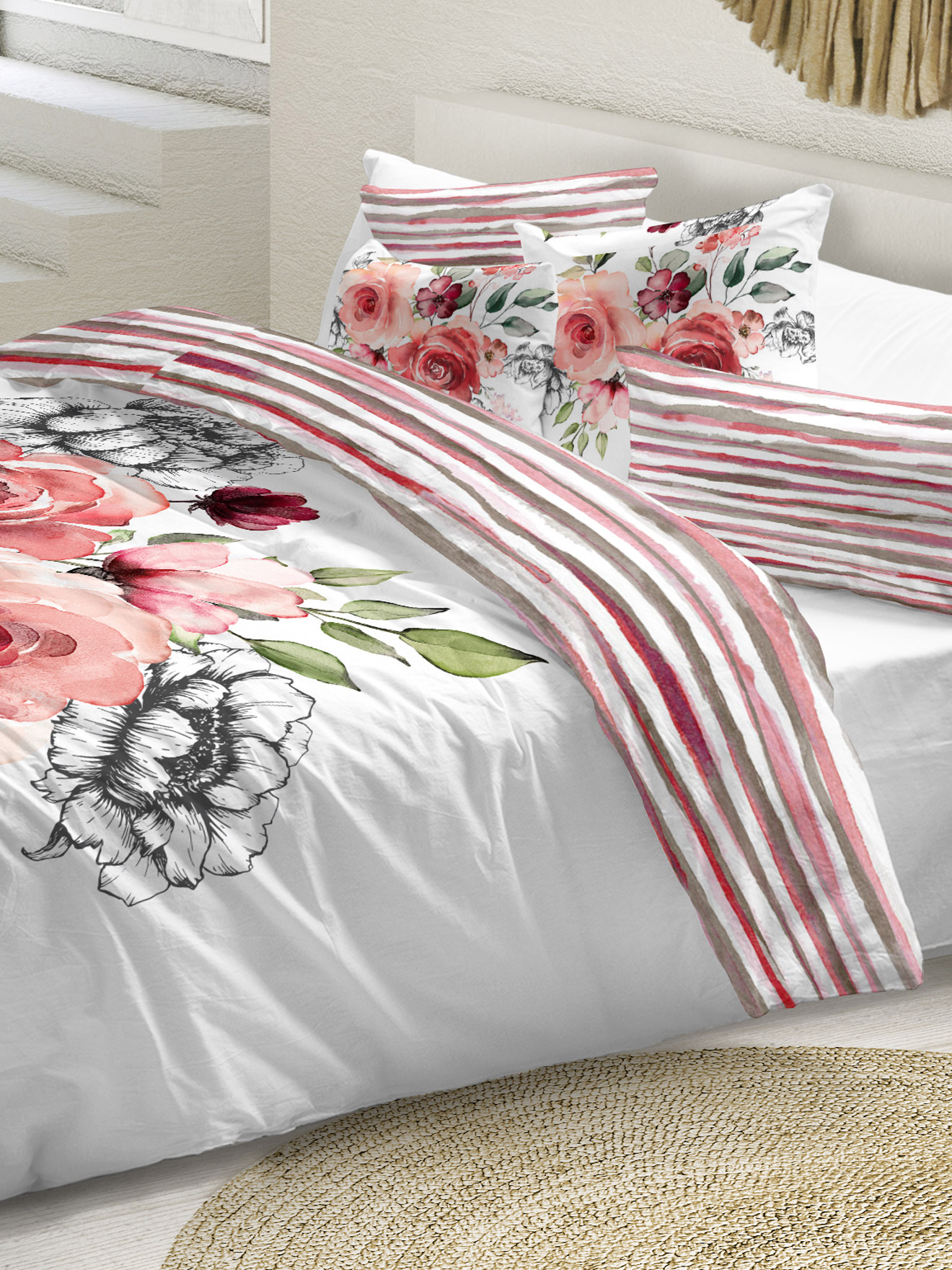 Drap rayé pur coton