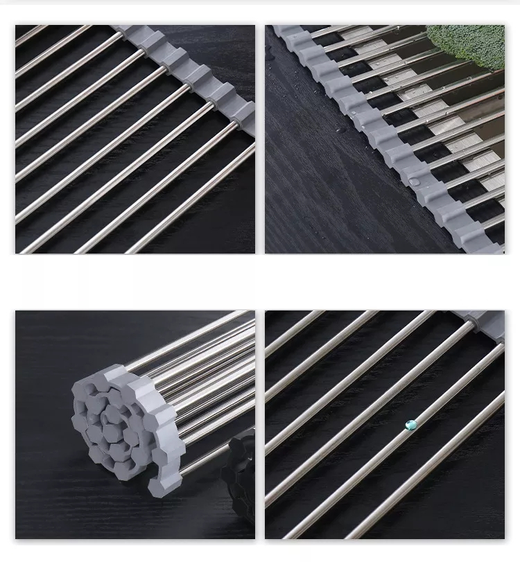 (47x35cm) Edelstahl Abtropf Gitter Spülbecken Küchensieb Anti-Rutsch Waschsieb für Geschirr / Obst / Gemüse