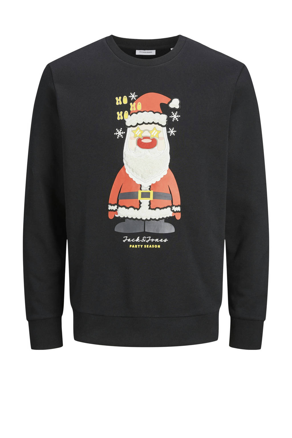 JACK & JONES kerstsweater JJXMAS JOLLY met printopdruk zwart