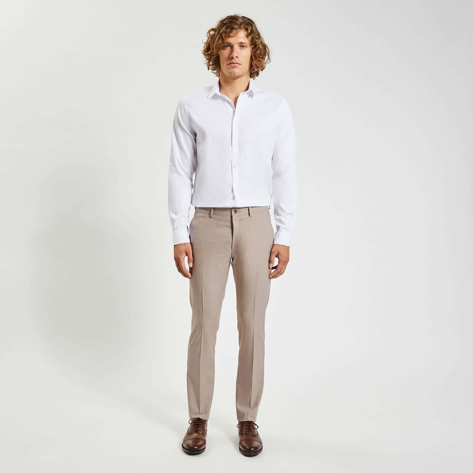 Pantalon de costume slim bi-ton Beige