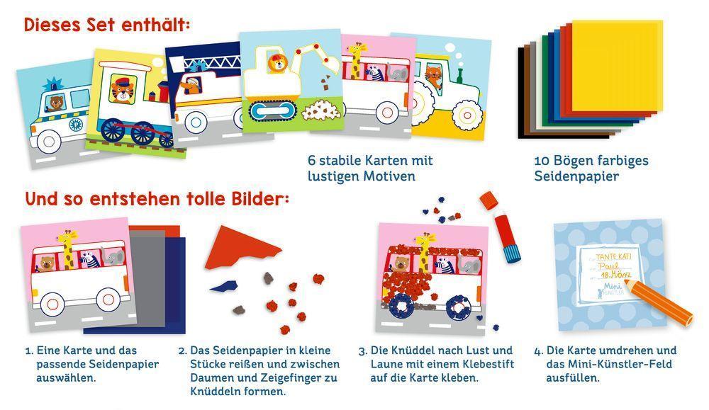 Bastelset Knüddelbilder MINI KÜNSTLER - FAHRZEUGE (23x23)